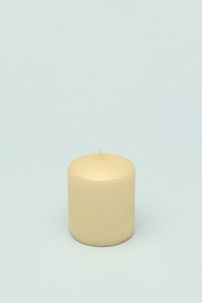 G Decor Candles Yellow / Small Ribbed Pastel Yellow Pillar Shimmer Candle