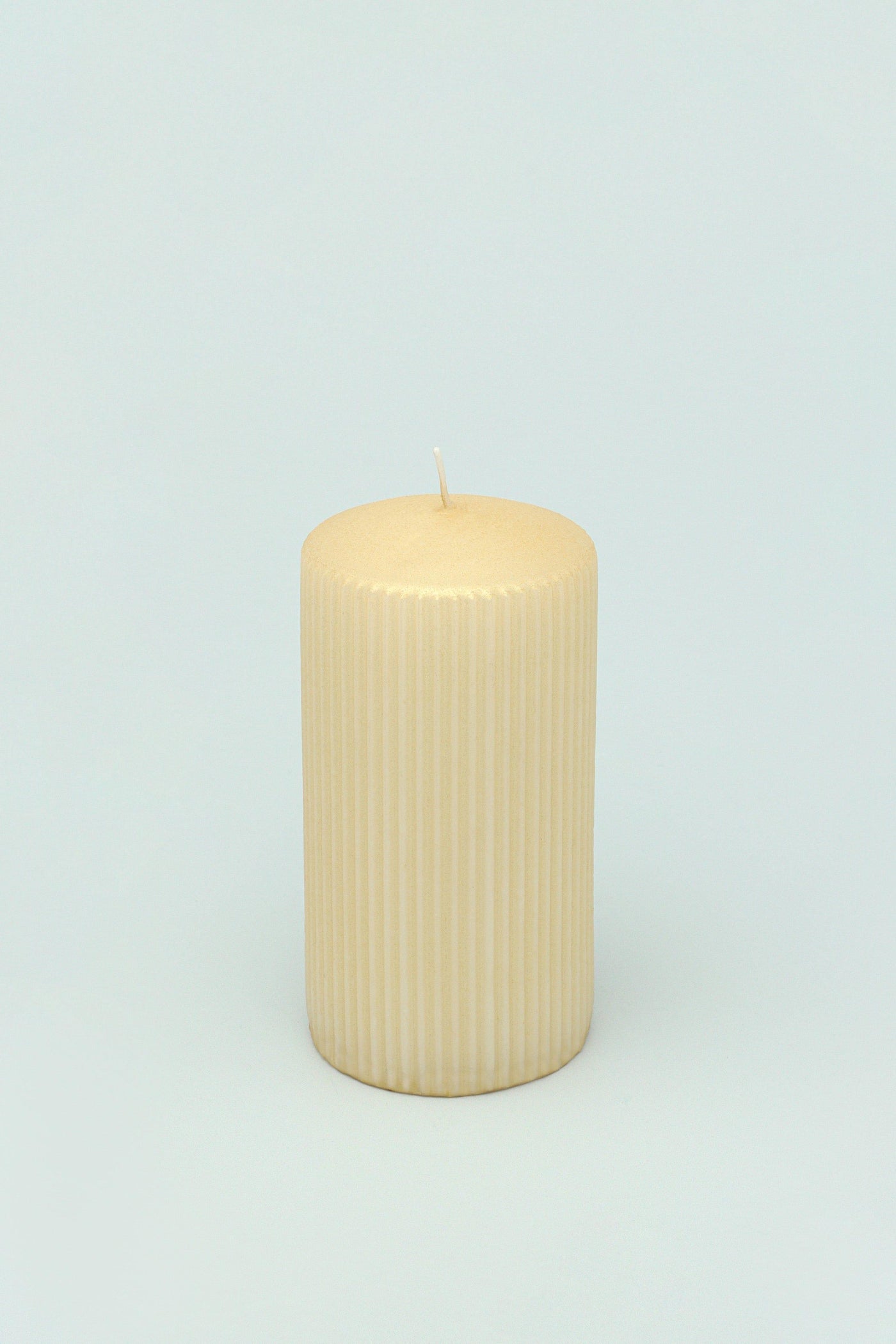 G Decor Candles Yellow / Large Ribbed Pastel Yellow Pillar Shimmer Candle