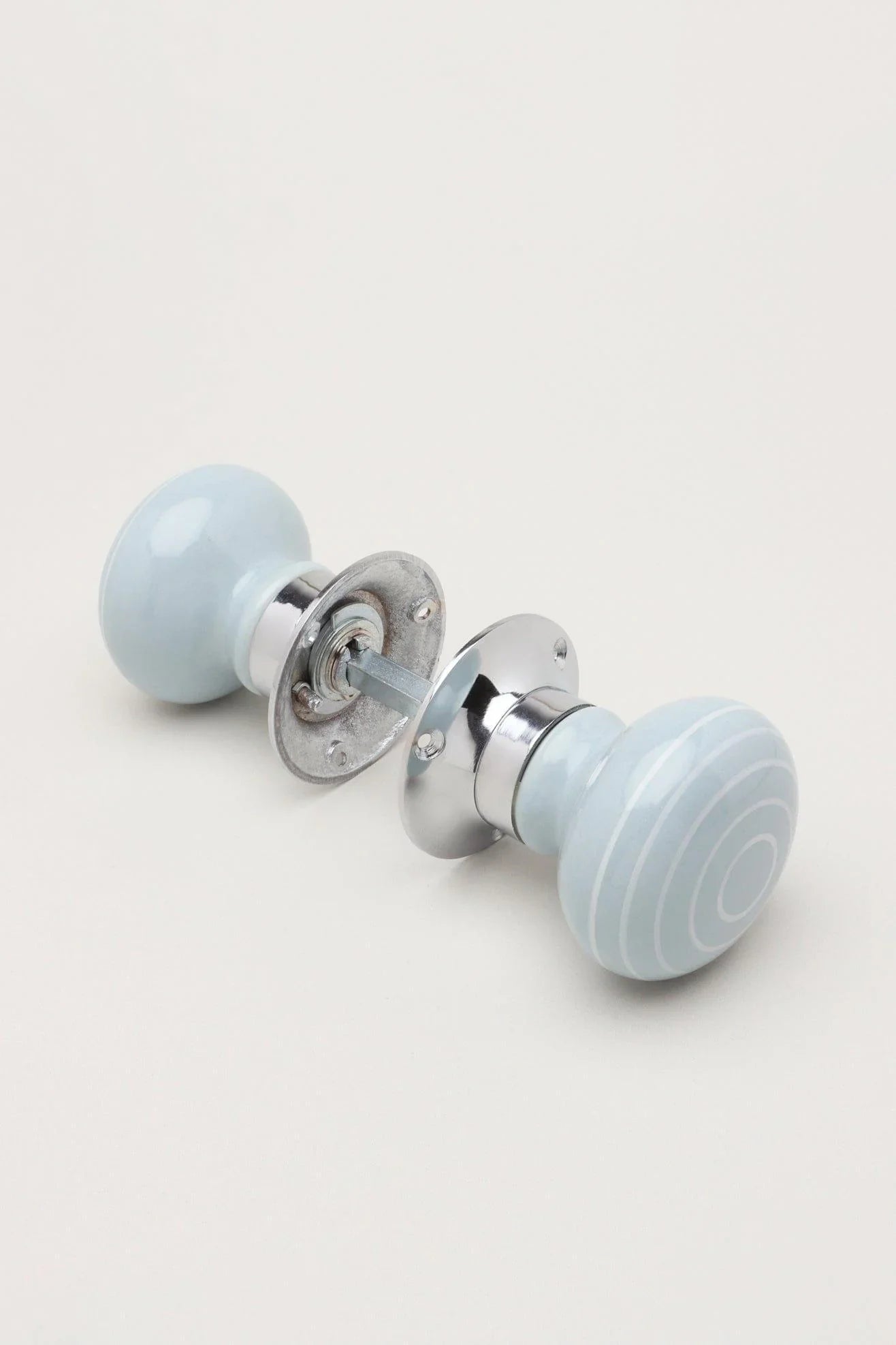 Ringbourne Grey Ceramic Mortice Door Knobs — lifestyle view, G Decor