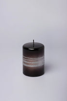 Roselane Mirror Glass Pillar Candle in Obsidian Black — lifestyle view, G Decor