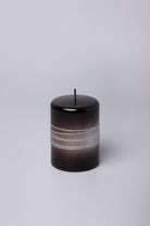 Roselane Mirror Glass Effect Limited Edition Hand-Finished Silver Stripe Glitter Pillar Candle – Obsidian Black - G Decor