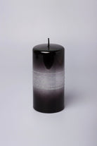 Roselane Mirror Glass Pillar Candle in Obsidian Black — close-up view, G Decor