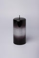 Roselane Mirror Glass Effect Limited Edition Hand-Finished Silver Stripe Glitter Pillar Candle – Obsidian Black - G Decor