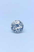 Royal blue ceramic cabinet knob close-up showing hand-painted detail — G Decor