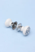 Royal Blue Pattern Ceramic Mortice Door Handles Set – Handcrafted Internal Turning Knobs for Bedroom, Kitchen & Interior Doors with Chrome Base - G Decor