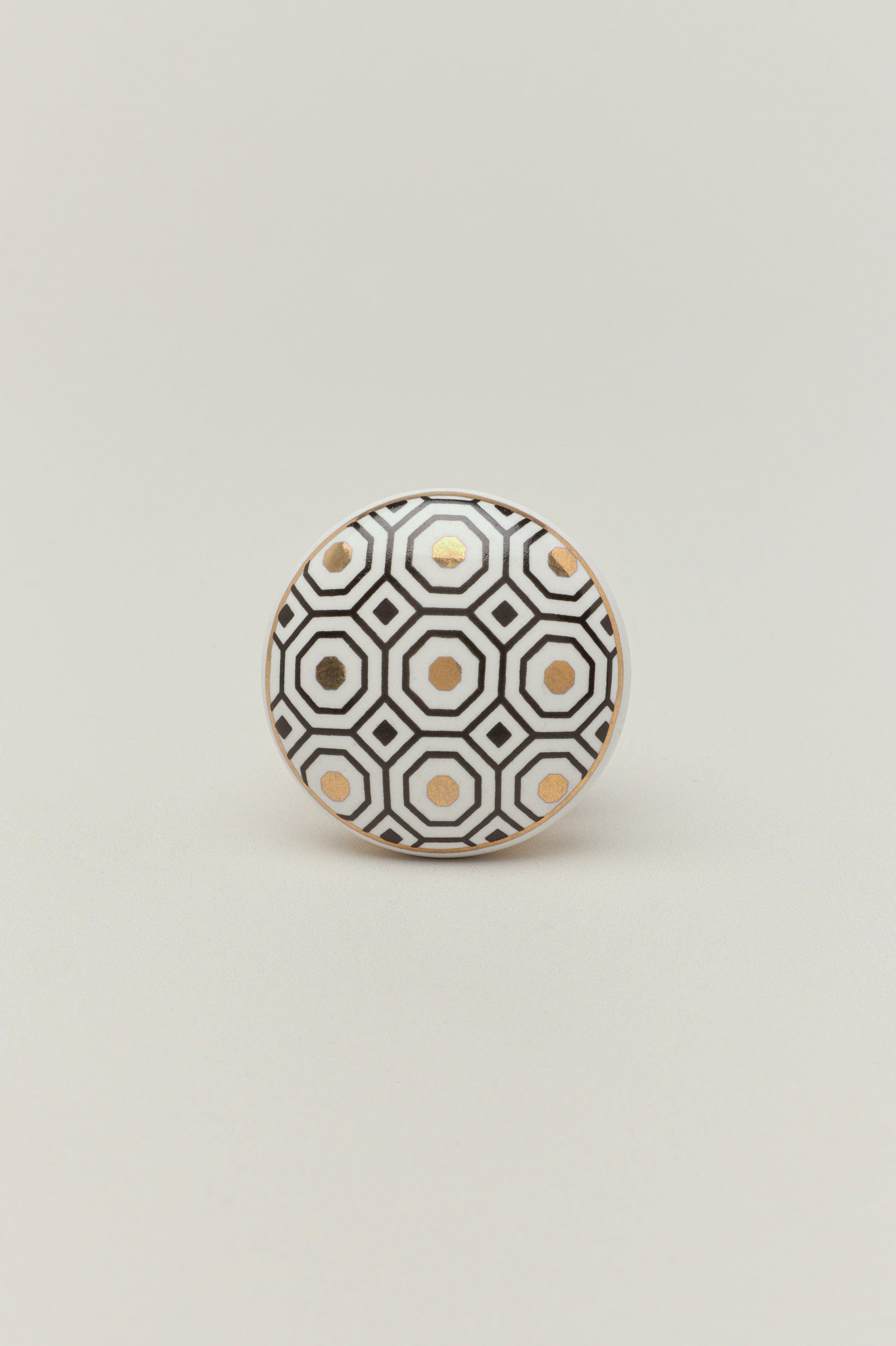 Royal Gold Ceramic Knob Luxury Door, Cupboard & Drawer Handle - G Decor