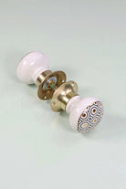 Royal Gold I Honeycomb Pattern Ceramic Mortice Door Knobs with Brass Base — view 5, G Decor