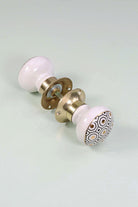 Royal Gold I – Handcrafted Ceramic Mortice Door Knob Set with Brass Base – Honeycomb Pattern for Interior Room Doors - G Decor