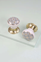 Royal Gold I – Handcrafted Ceramic Mortice Door Knob Set with Brass Base – Honeycomb Pattern for Interior Room Doors - G Decor