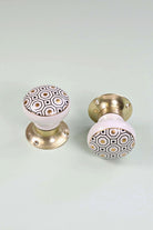 Royal Gold I – Handcrafted Ceramic Mortice Door Knob Set with Brass Base – Honeycomb Pattern for Interior Room Doors - G Decor