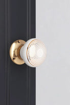 Royal Gold III Dotted Circle Ceramic Mortice Door Knobs with Brass Base — alternate view, G Decor