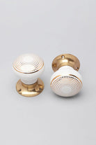 Royal Gold III Dotted Circle Ceramic Mortice Door Knobs with Brass Base — view 5, G Decor