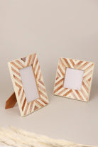 Santa Fe Handmade Horn Bone & Wood Chevron Photo Frame Southwest Picture Display - G Decor