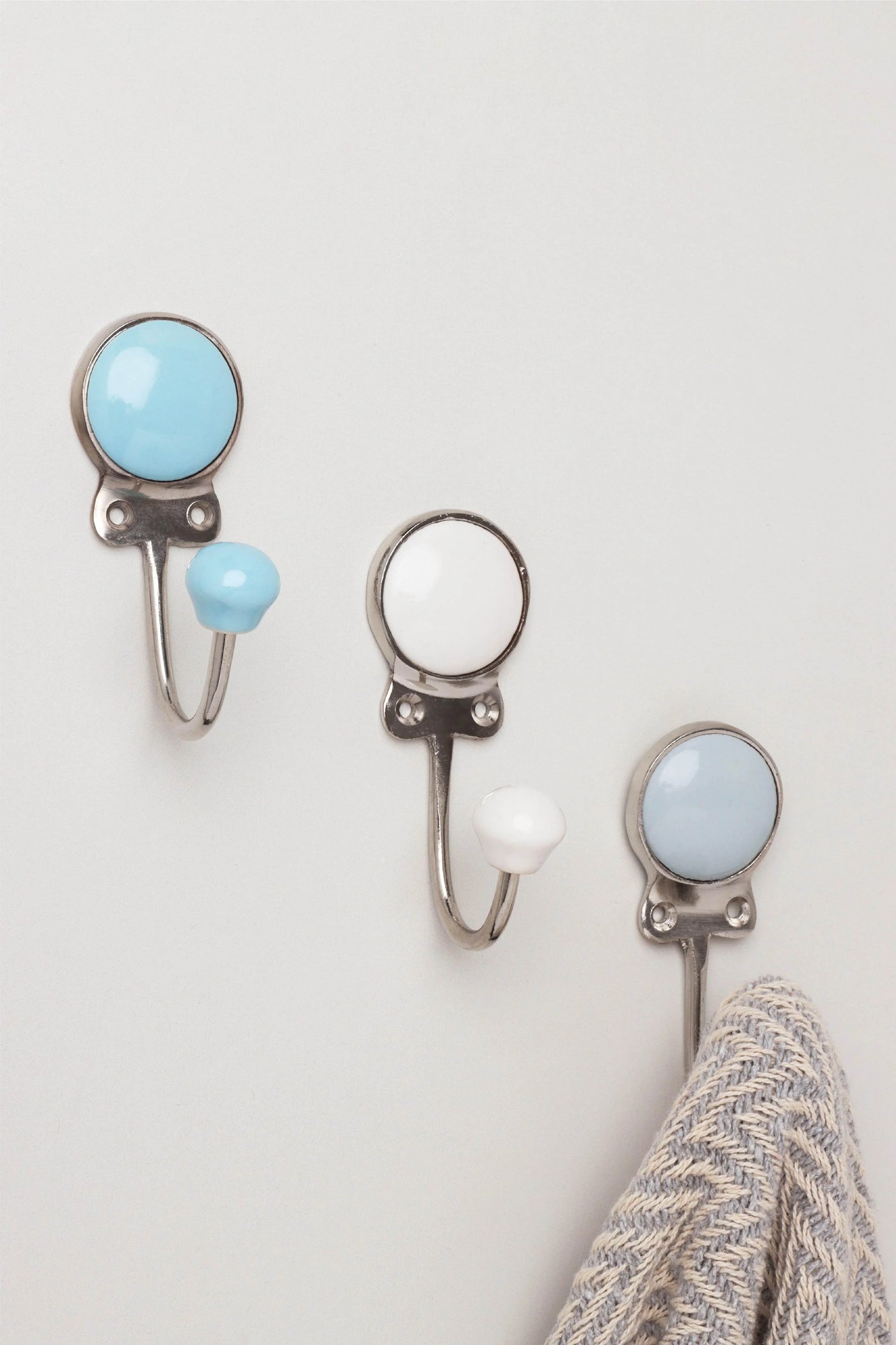Savoy Ceramic Wall Hook in Ice Tones with Chrome