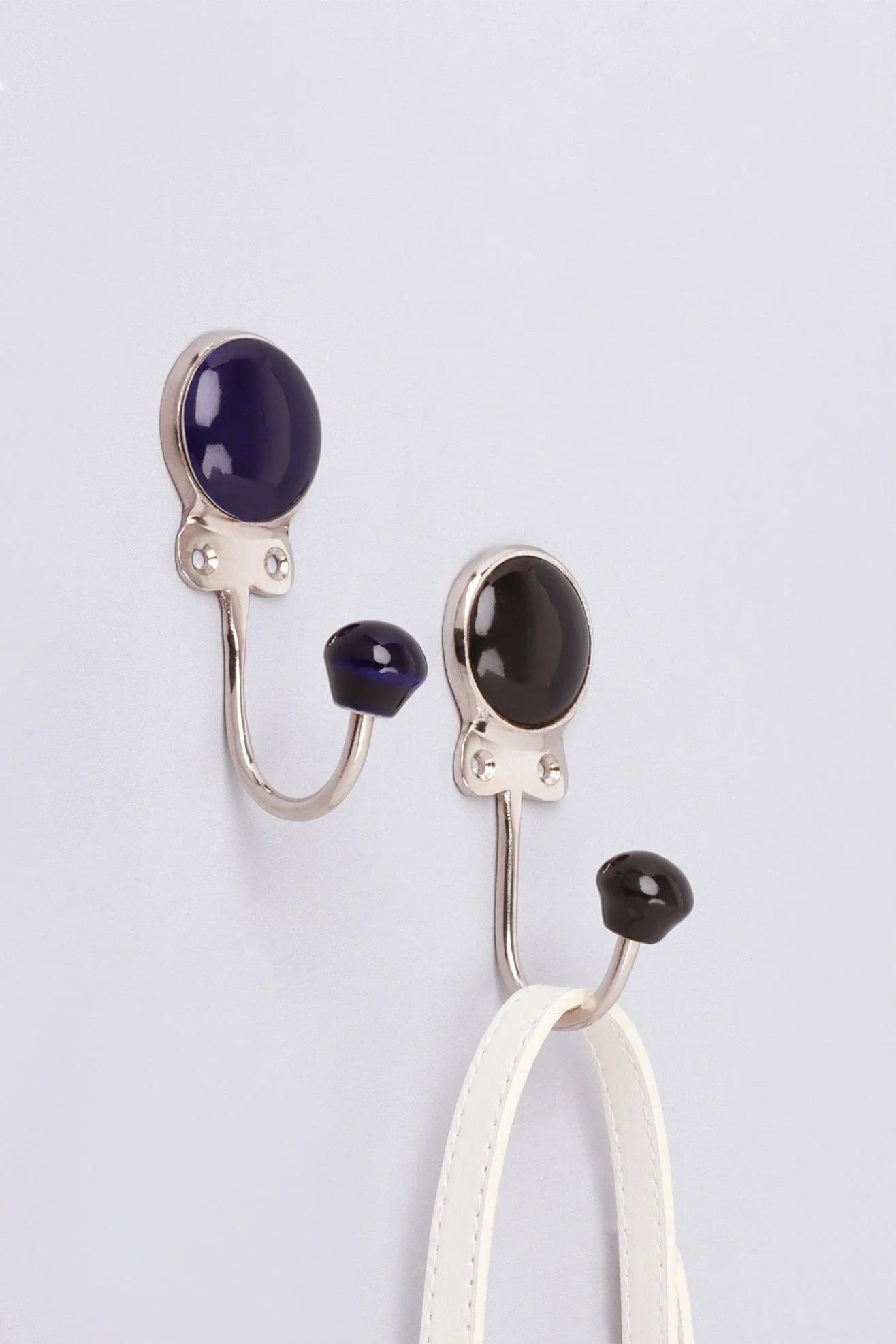 Savoy Ceramic Wall Hook in Inkwell Tones with Chrome
