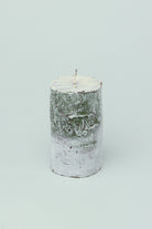 Scandinavian Birch Tree Hand-Finished Pillar Candle — close-up view, G Decor