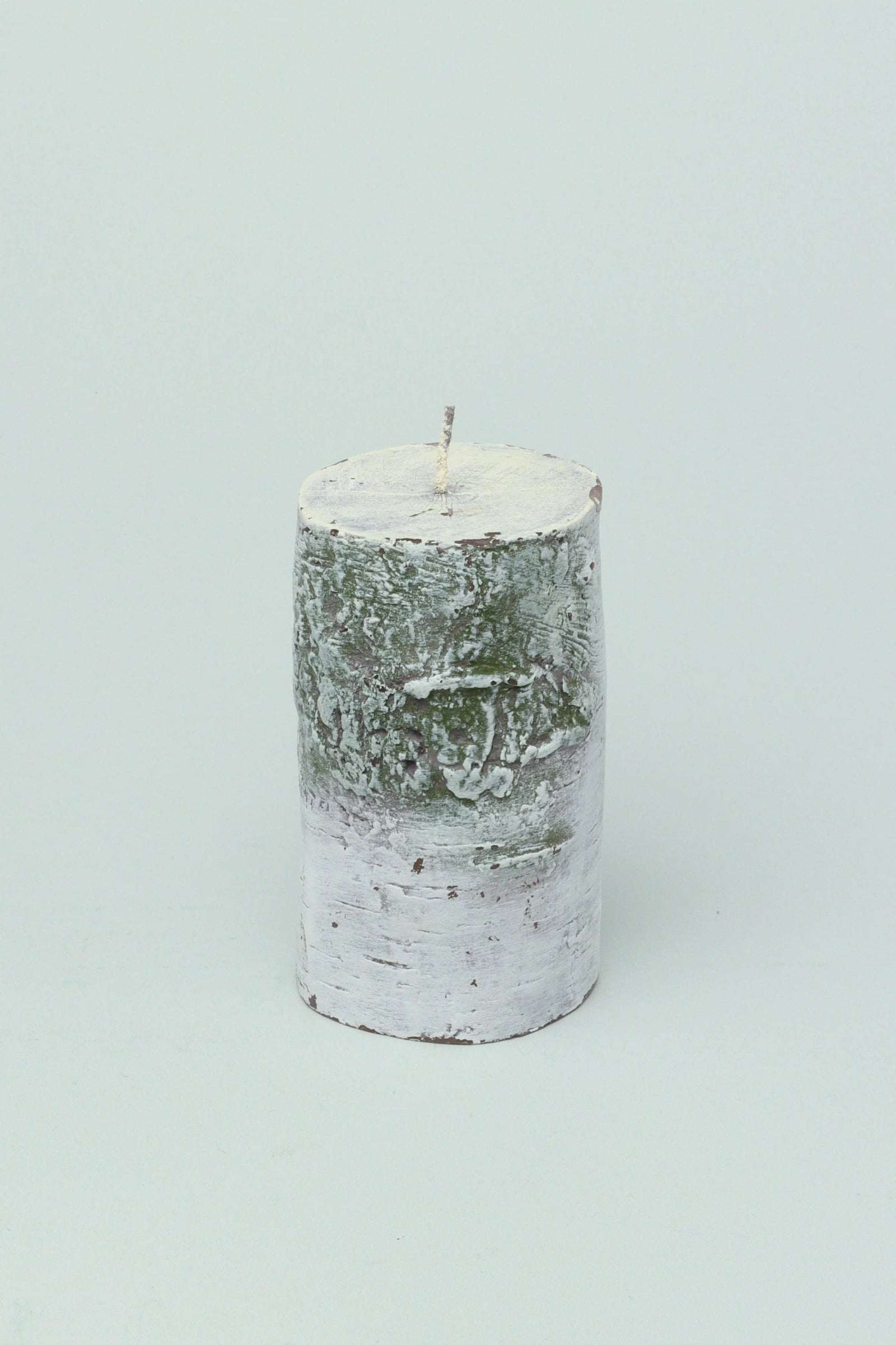 Scandinavian Birch Tree Hand-Finished Pillar Candle — close-up view, G Decor
