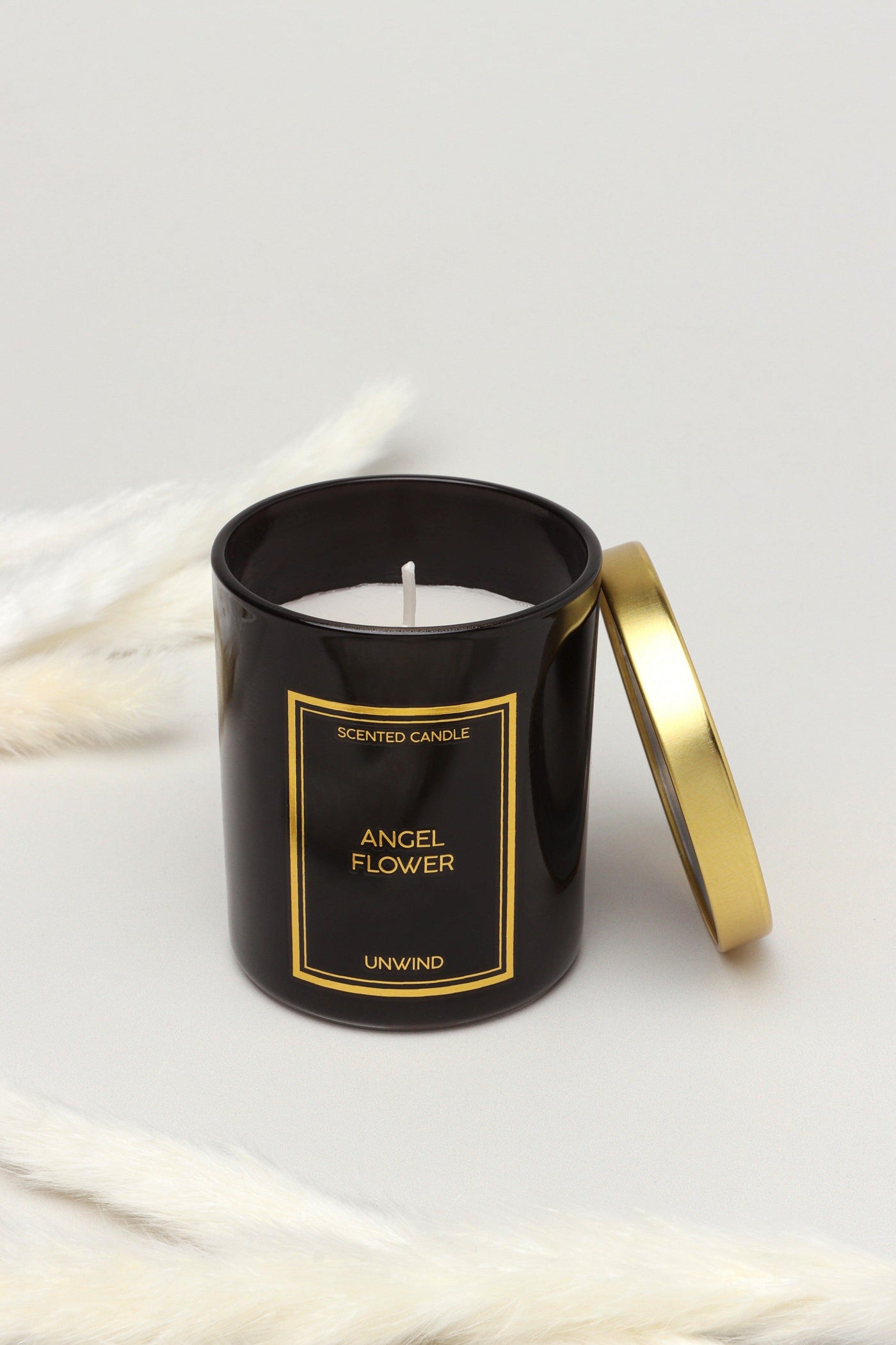 Gdecorstore Candles & Candle Holders Black Scented Angel Flower Soy, Perfect for Meditation, Jar Candle
