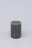 Scented Breeze Marbled Pillar Candle in Dark Grey — close-up view, G Decor