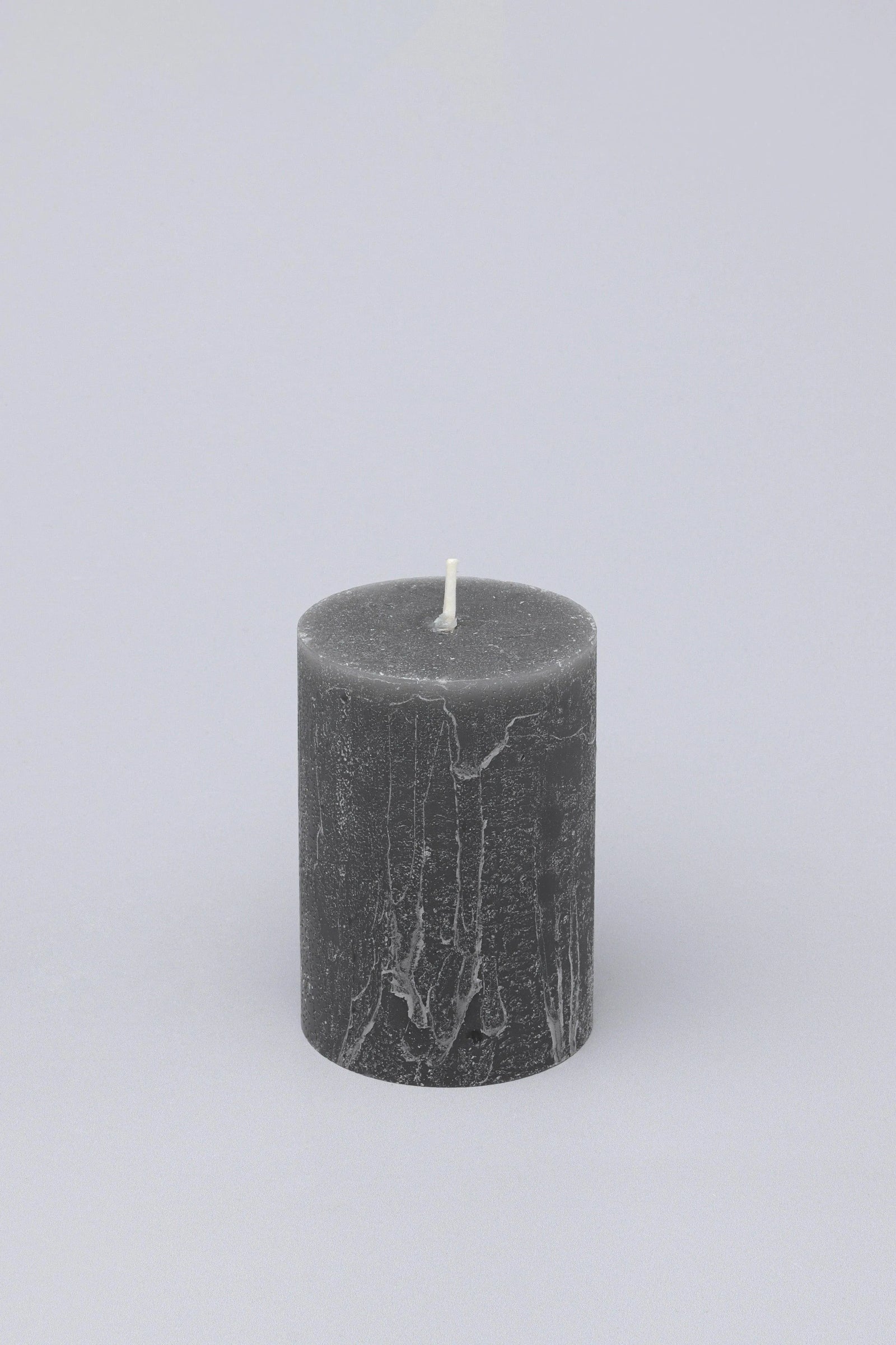 Scented Breeze Marbled Pillar Candle in Dark Grey — close-up view, G Decor