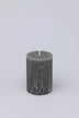 Scented Breeze Marbled Pillar Candle in Dark Grey — close-up view, G Decor