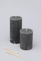 Scented Breeze Marbled Pillar Candle in Dark Grey with Wild Lotus — G Decor