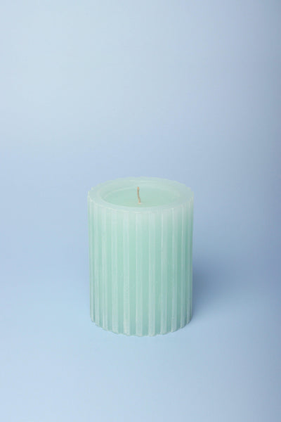 G Decor Candles Green / Medium Scented Grooved Light Green Gardenia, Perfect for Meditation, Pillar Candle
