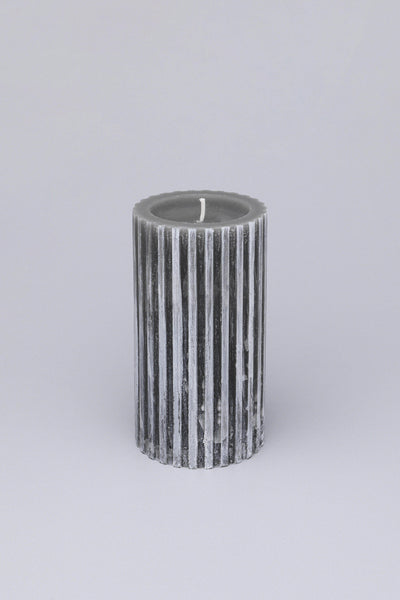 Gdecorstore Candles & Candle Holders Grey / Large Scented Grooved Woody Dark Grey, Perfect for Meditation, Pillar Candle