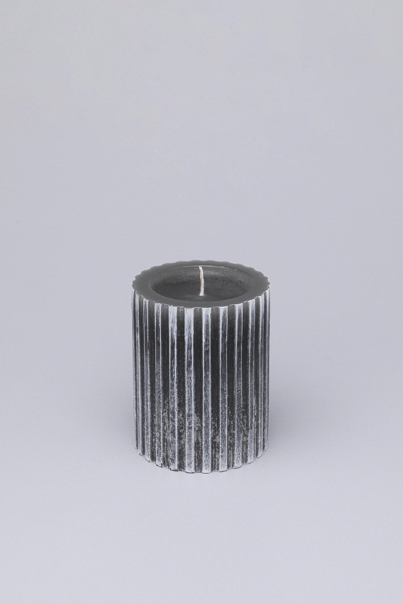 Gdecorstore Candles & Candle Holders Grey / Small Scented Grooved Woody Dark Grey, Perfect for Meditation, Pillar Candle