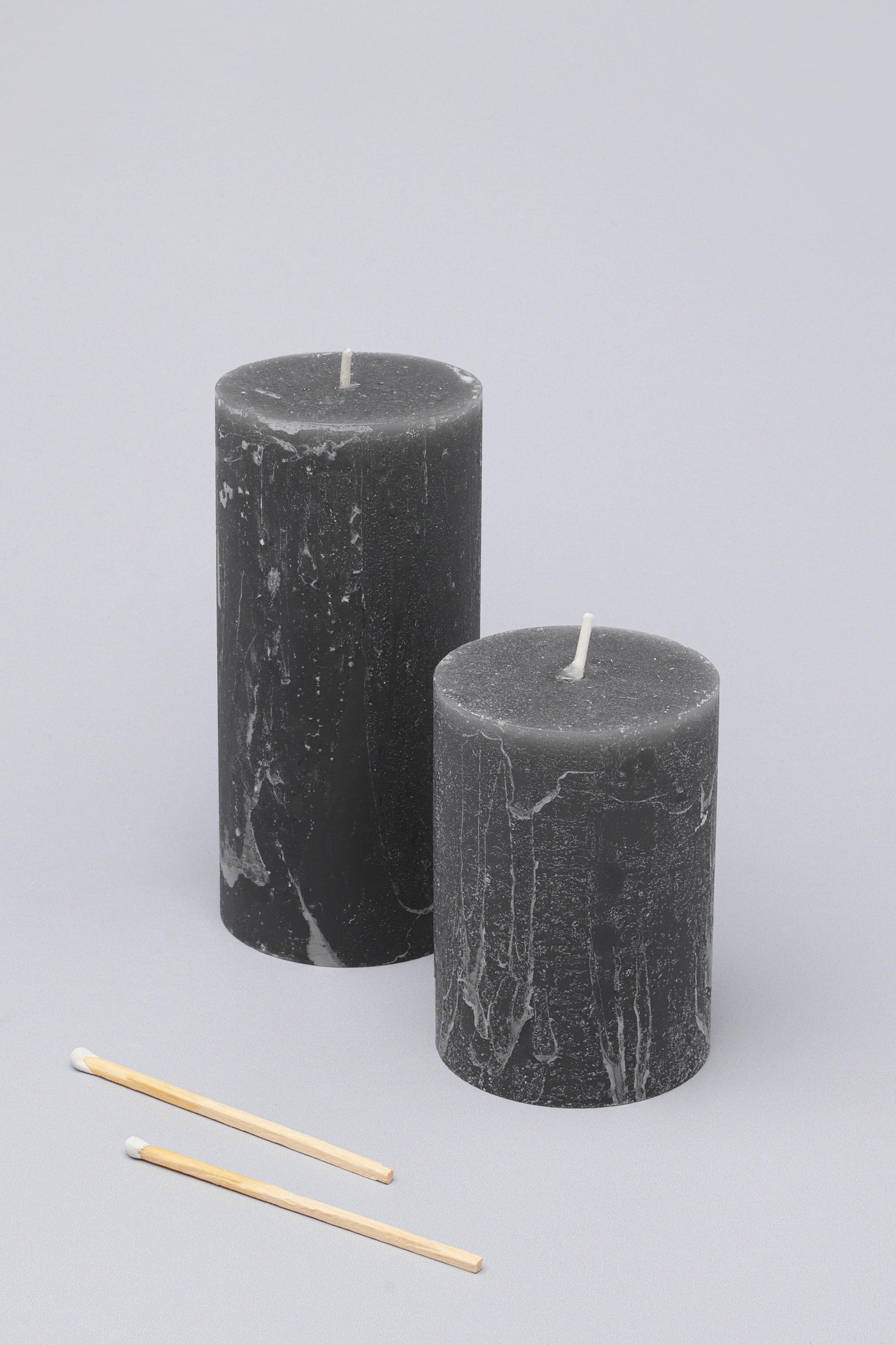 G Decor Candles Grey / Set Scented Marble Modern Dark Grey Lotus, Perfect for Meditation, Pillar Candle