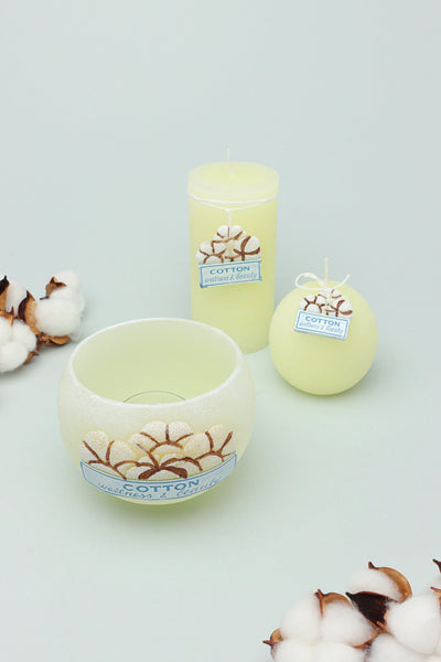 Gdecorstore Candles & Candle Holders Cream / Set Scented Nicola Fresh Cotton White, Perfect for Meditation, Candles