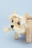 Handwoven Natural Fibre Scottie Dog Planter — close-up view, G Decor