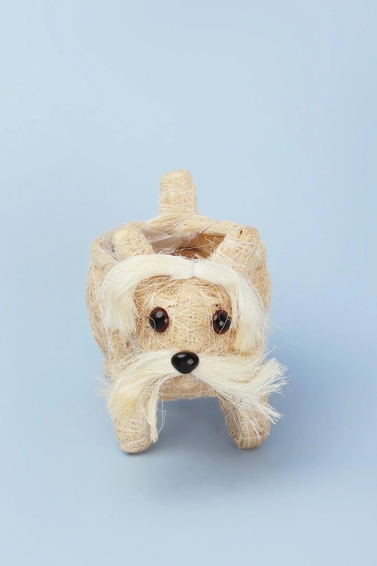 Handwoven Natural Fibre Scottie Dog Planter — alternate view, G Decor
