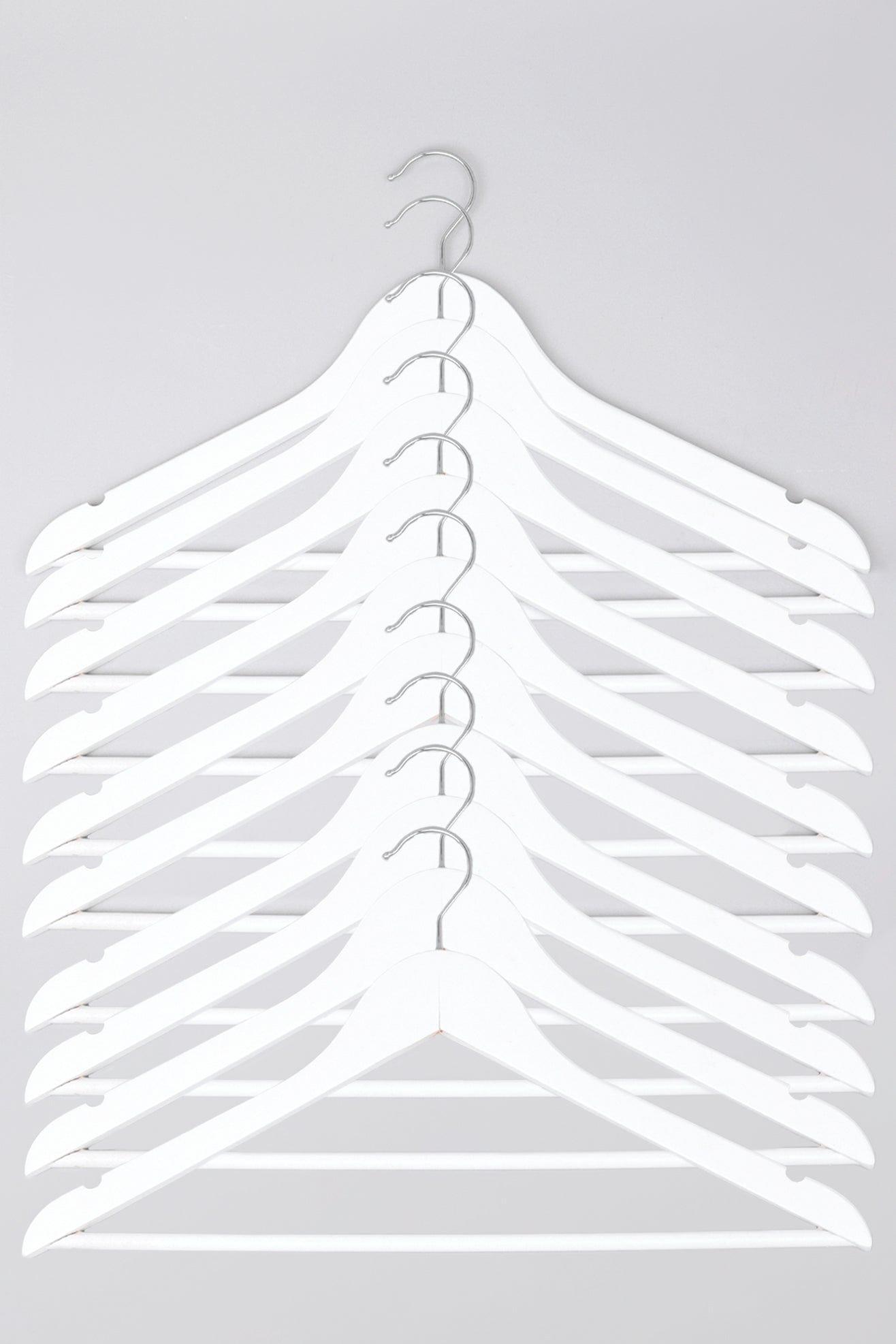 G Decor Hangers White Set of 10 White Wooden Notched Chrome Hook Clothes Hangers