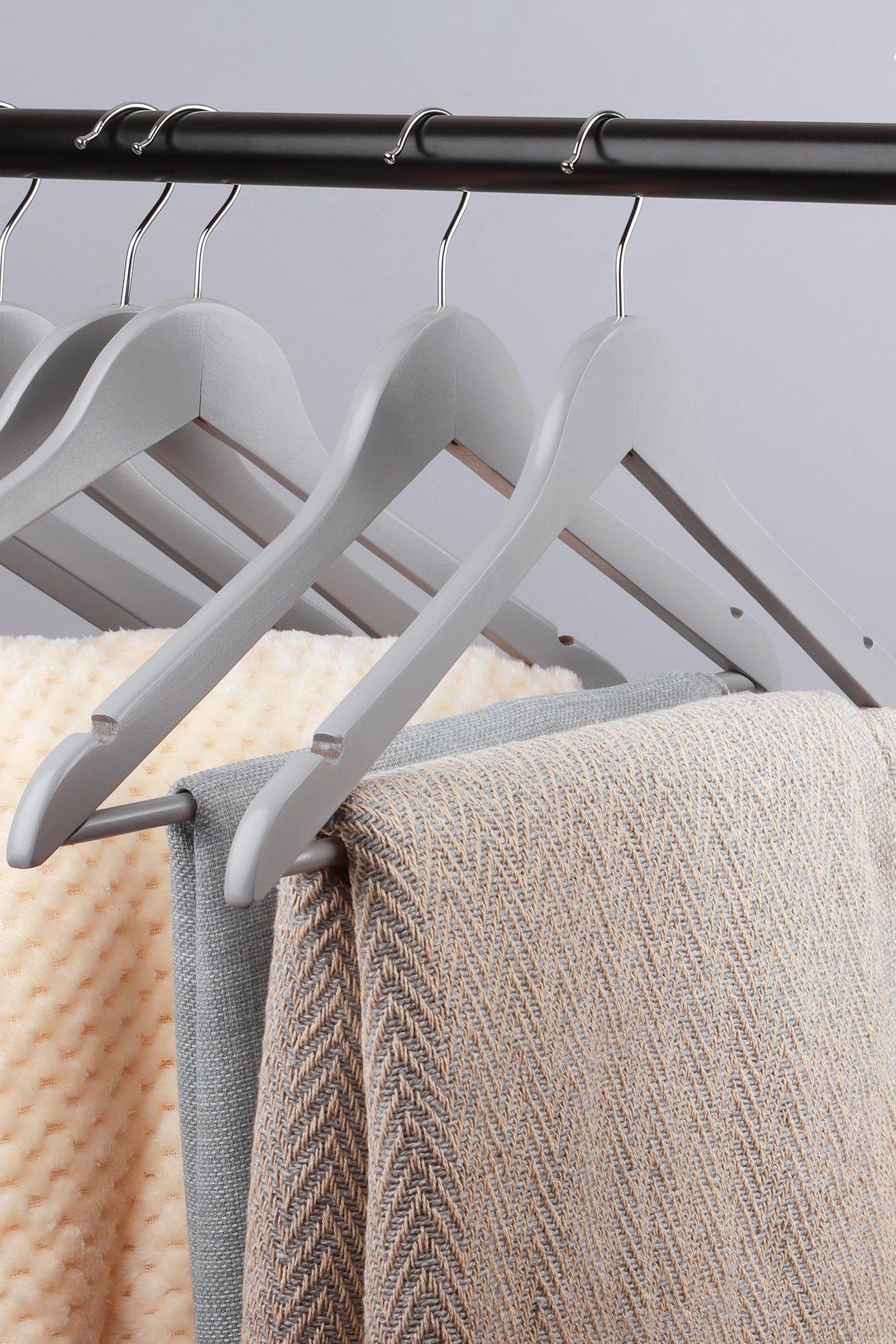 G Decor Hangers Grey Set of 10 Set of 10 Wooden Notched Chrome Hook Clothes Hangers