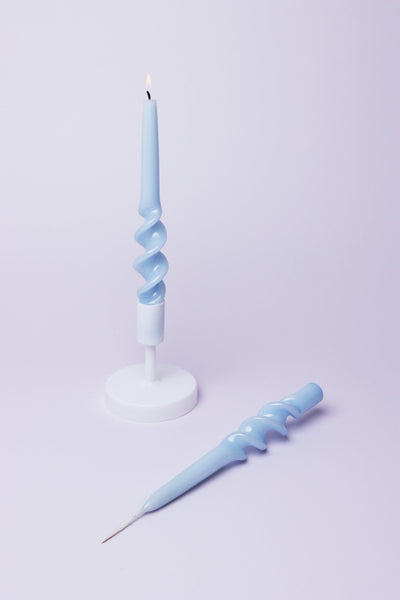 G Decor Candles Blue Set of 2 Pastel Blue 9-inch Spiral Twisted Hand Dipped Candlesticks Taper Church Dinner Candles