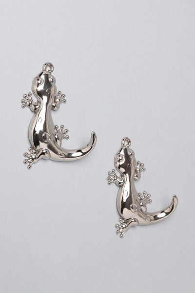 Pair of Lizard Silver Sculpted Wall Hooks
