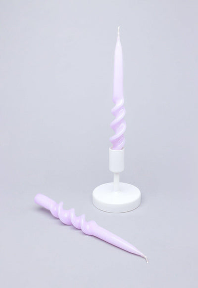 G Decor Pastel Purple Set of 2 Pastel Purple 9-inch Spiral Twisted Hand Dipped Candlesticks Taper Church Dinner Candles