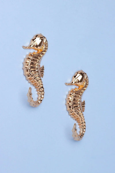 Pair of Seahorse Gold Sculpted Ocean Wall Hooks