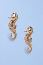Set of 2 Seahorse Gold Wall Hooks Sculpted Ocean Design for Coats, Towels & Accessories - G Decor