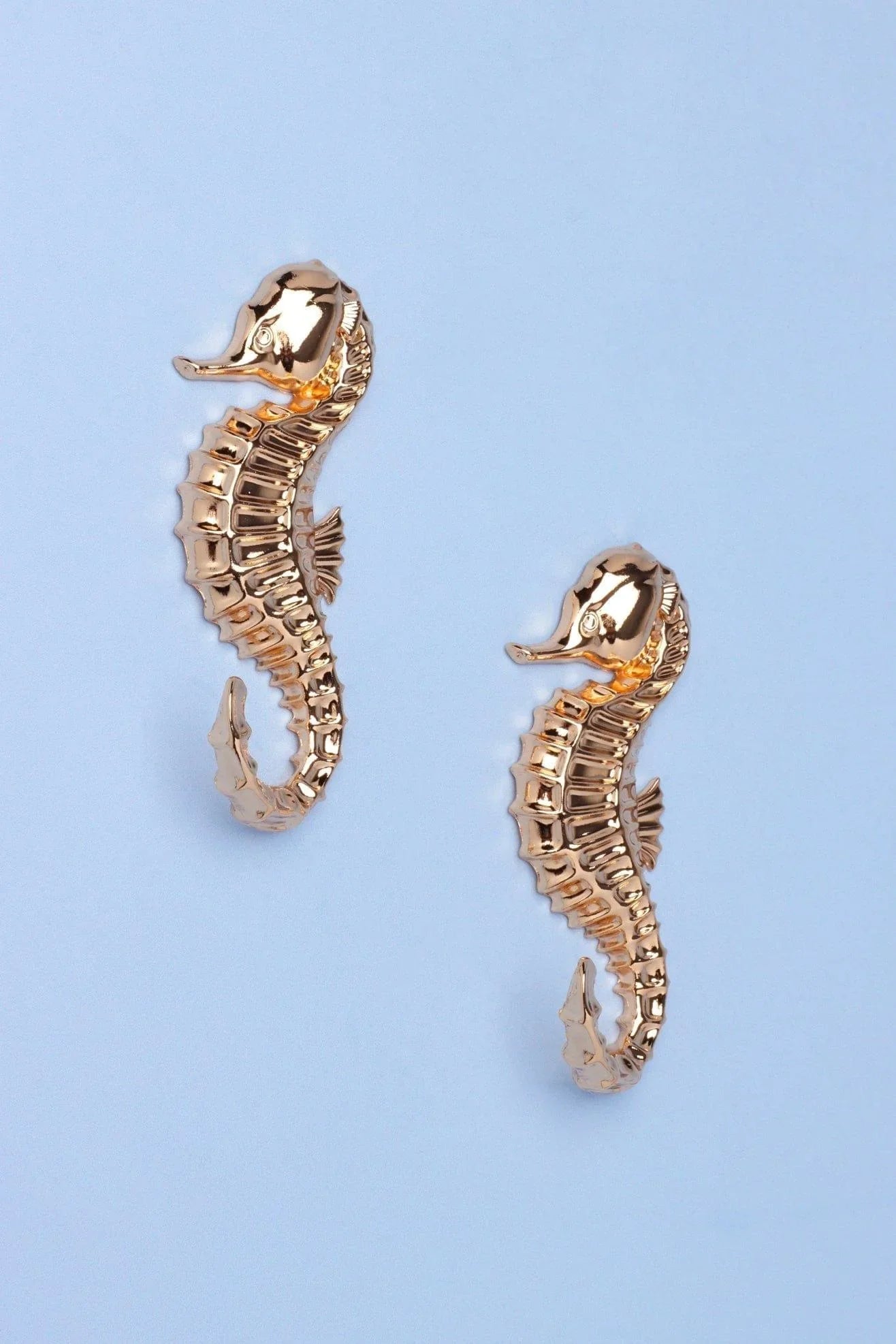Pair of Seahorse Gold Sculpted Ocean Wall Hooks