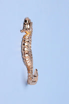 Pair of Seahorse Gold Sculpted Ocean Wall Hooks — close-up view, G Decor