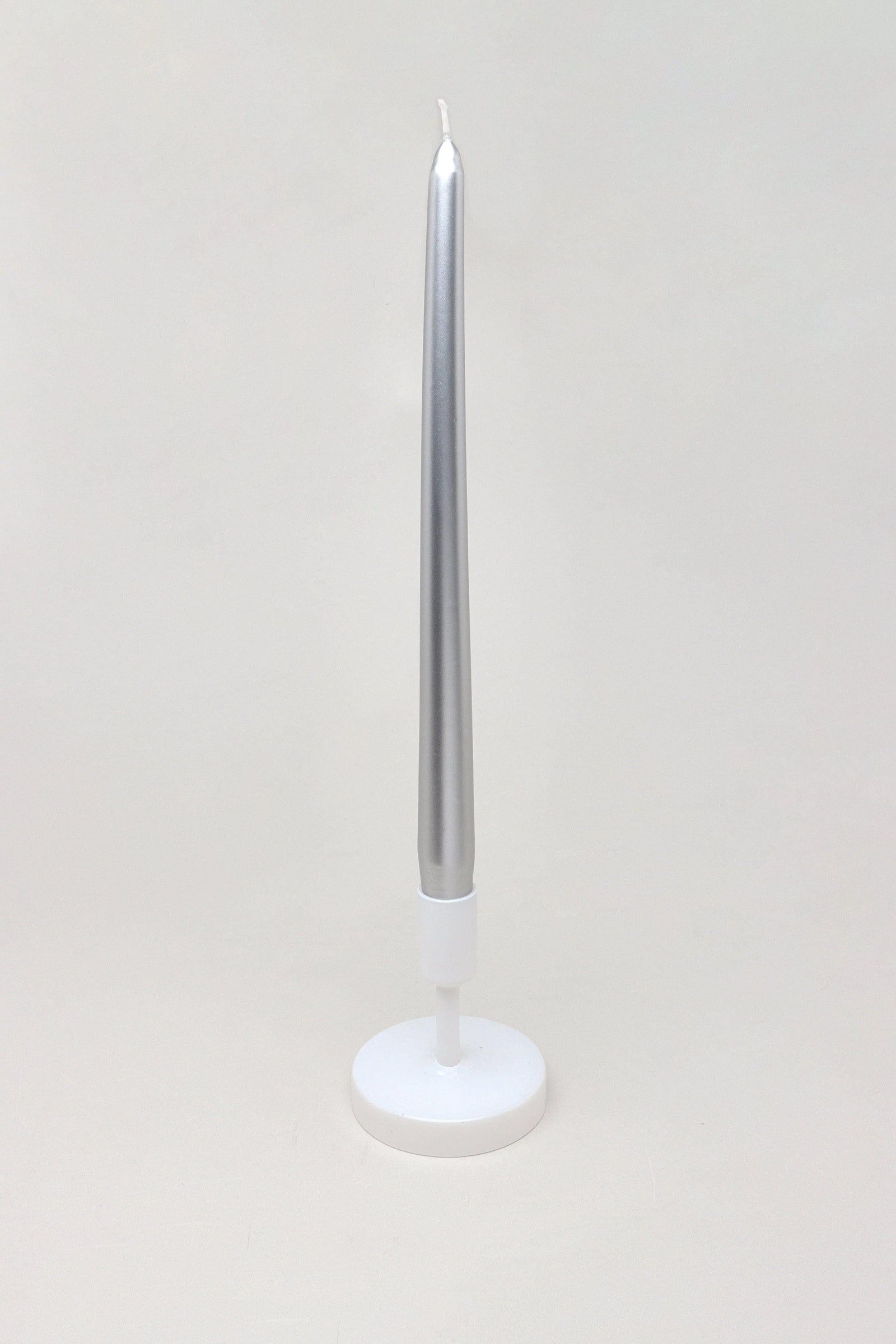 Verti Pair of Extra Long Silver Tall Taper Candles — alternate view, G Decor