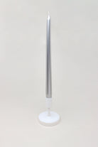 Set of 2 Verti Extra Long Hand Finish Silver Dinner Candles Tall Taper Statement Pieces - G Decor