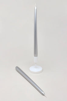 Verti Pair of Extra Long Silver Tall Taper Candles