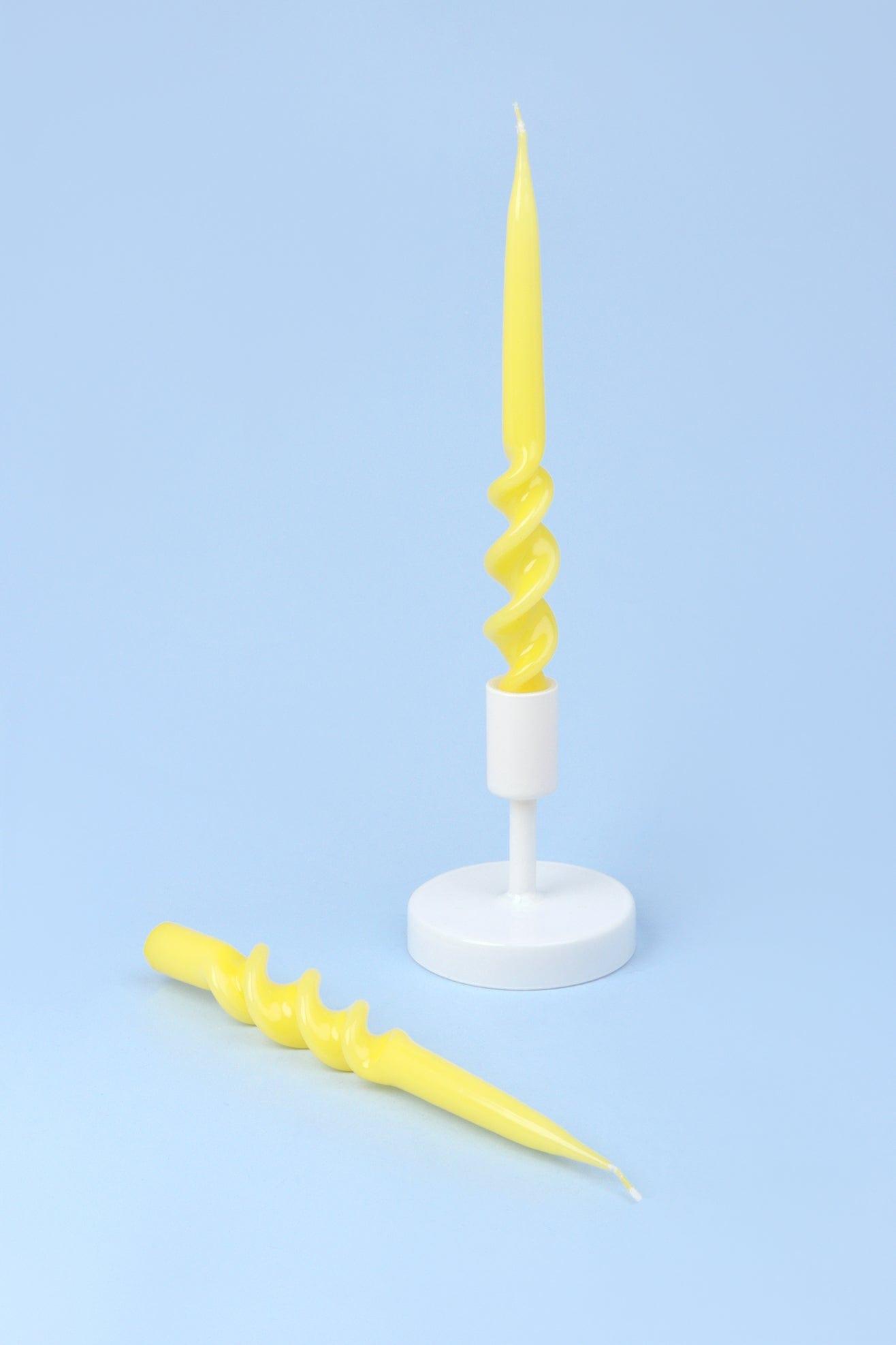 G Decor Candles Yellow Set of 2Yellow 9-inch Spiral Twisted Hand Dipped Candlesticks Taper Church Dinner Candles