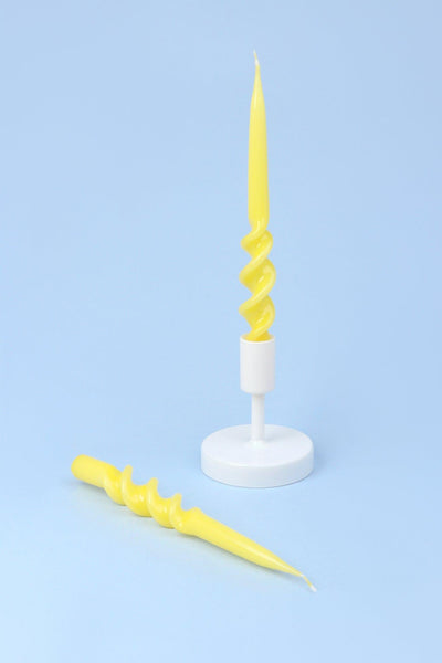 G Decor Candles Yellow Set of 2Yellow 9-inch Spiral Twisted Hand Dipped Candlesticks Taper Church Dinner Candles