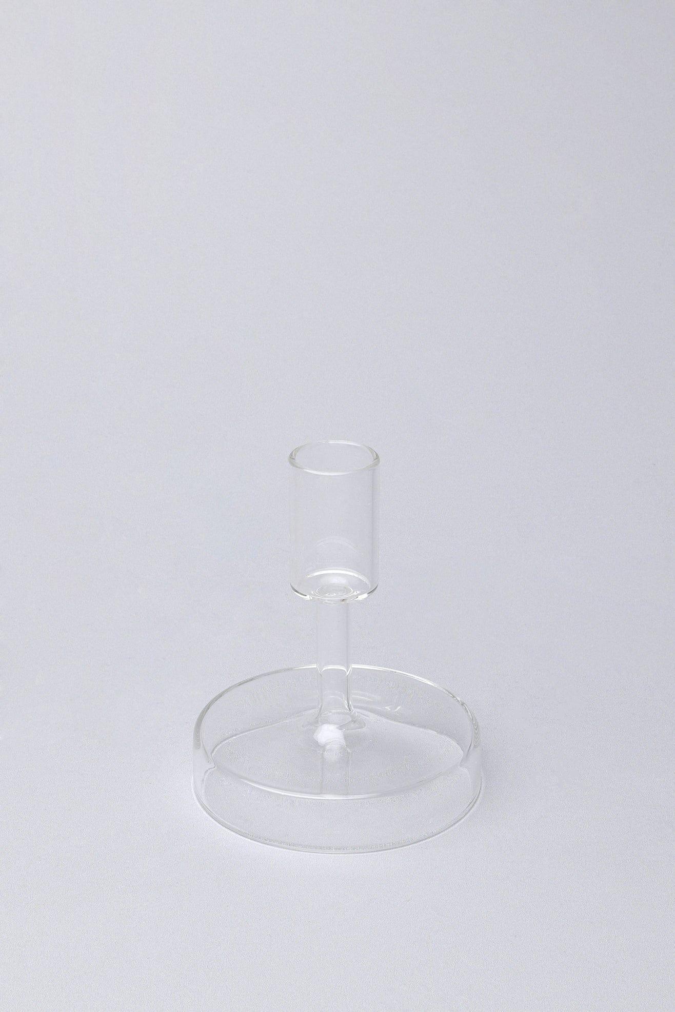 Set of 3 Halo Handblown Glass Candle Holders Clear Glass Stands for Dinner & Taper Candles - G Decor