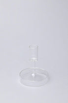 Set of 3 Halo Handblown Glass Candle Holders Clear Glass Stands for Dinner & Taper Candles - G Decor