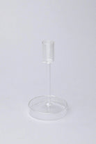 Halo Hand-Blown Clear Glass Candle Holders — close-up view, G Decor